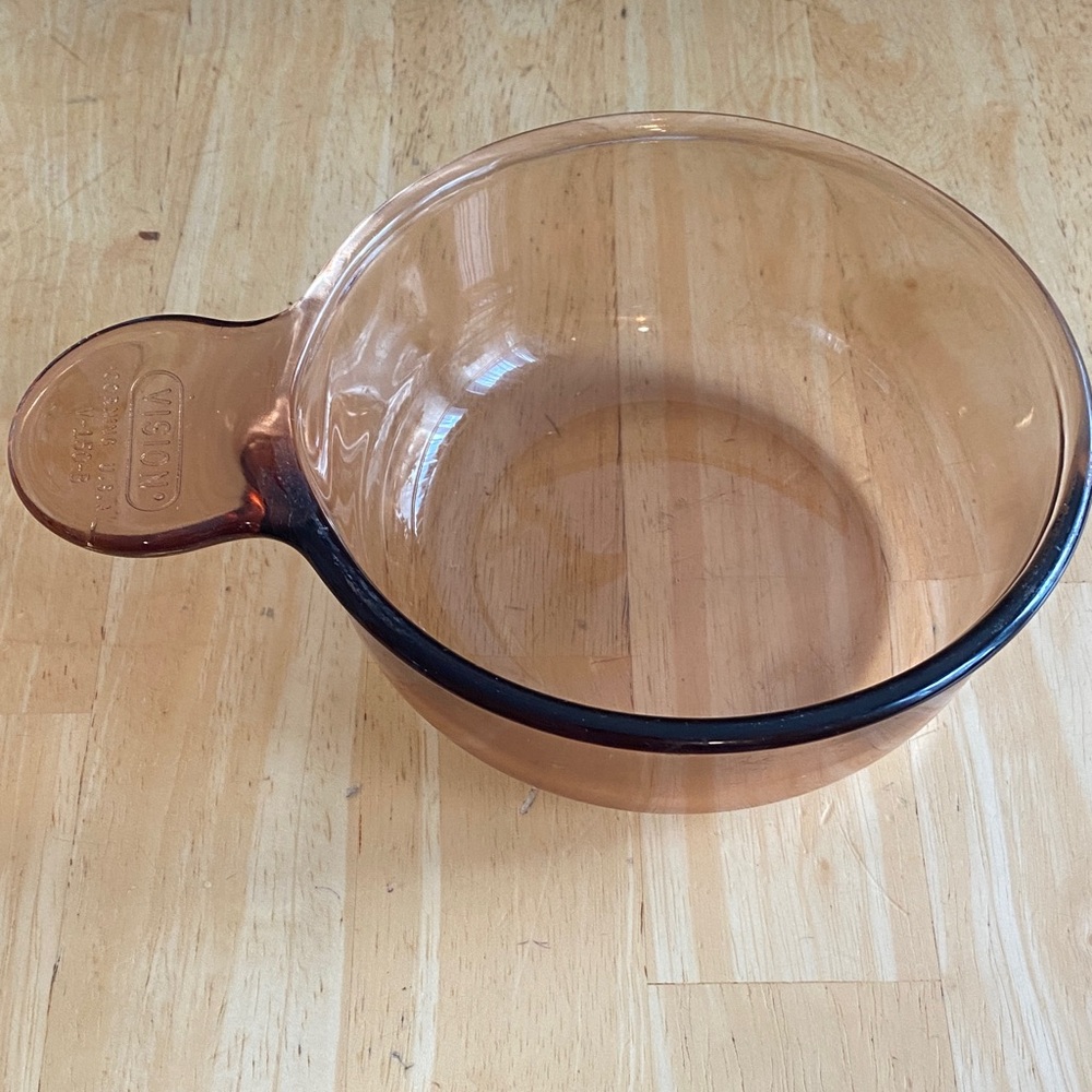 Vintage Corningware Visions Amber Glass grab it Bowl EUC No chips or scratches